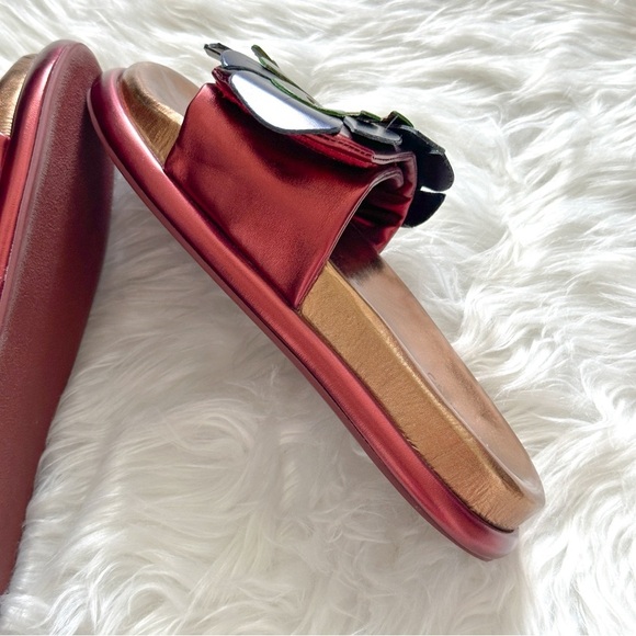 Farm Rio Bronze And Blue Monstera Anatomic Slide Sandal Size 10 - Picture 13 of 14